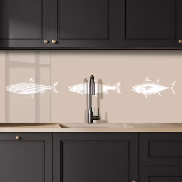 Keuken achterwand - Vissen - Beige - Wit — 6