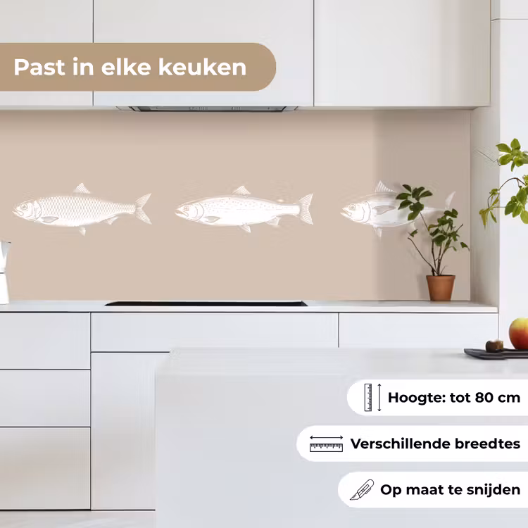 Keuken achterwand - Vissen - Beige - Wit — 7