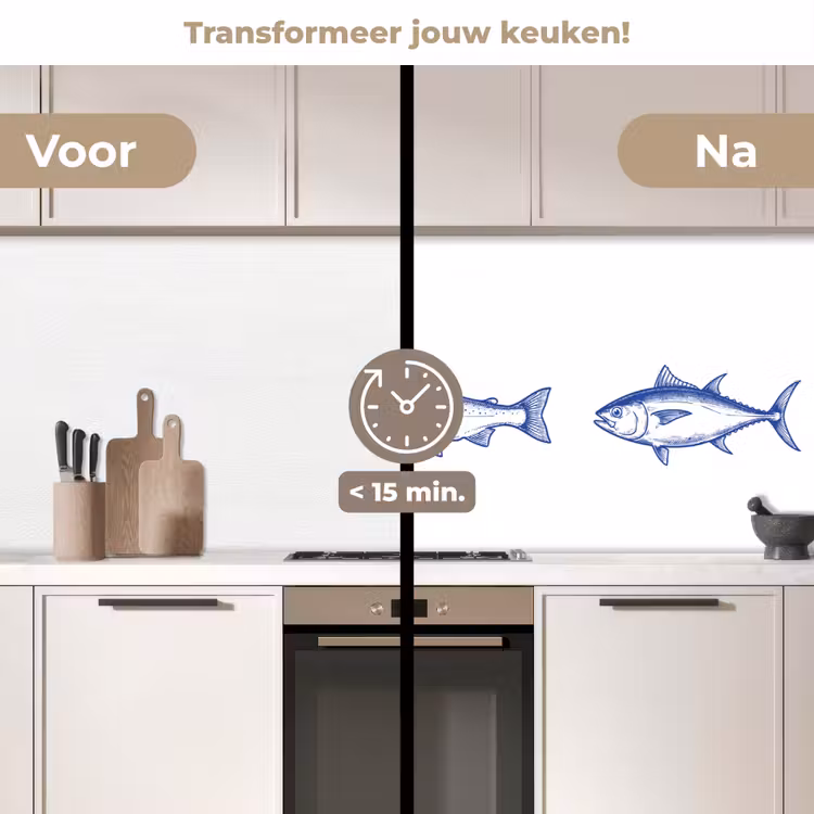 Keuken achterwand - Vissen - Blauw - Wit — 3