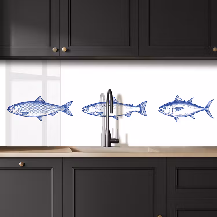 Keuken achterwand - Vissen - Blauw - Wit — 6