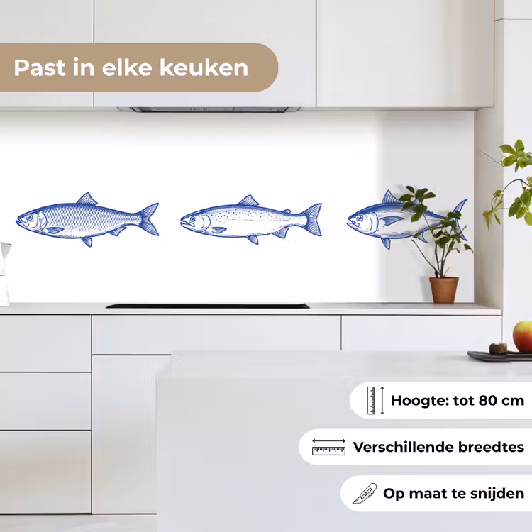 Keuken achterwand - Vissen - Blauw - Wit — 7
