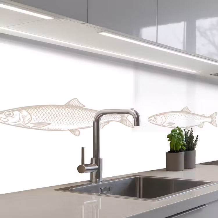 Keuken achterwand - Vissen - Wit - Beige — 2