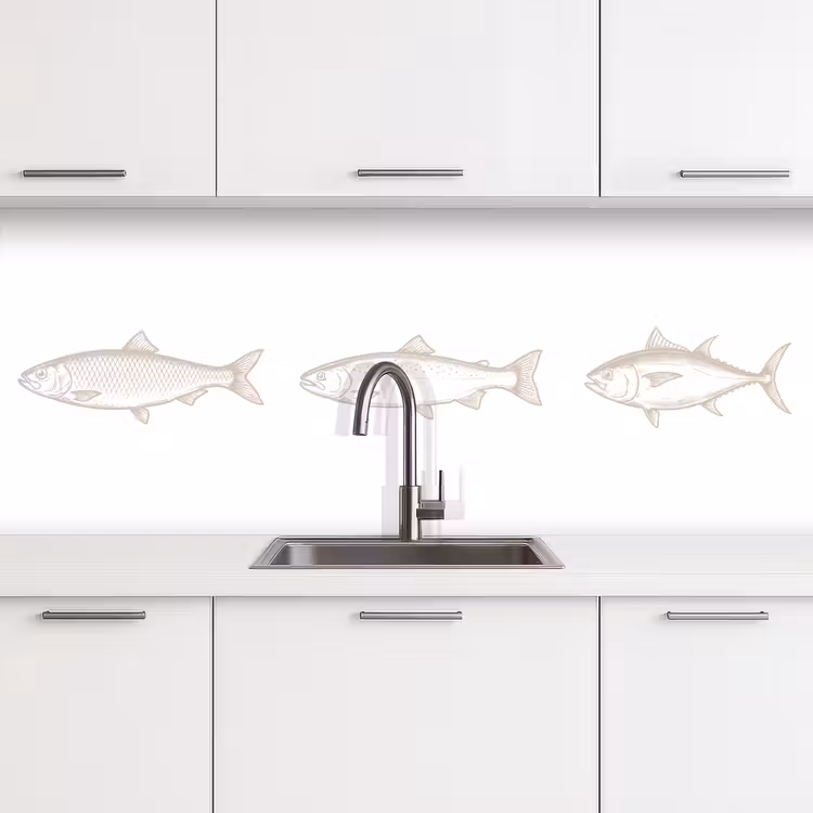 Keuken achterwand - Vissen - Wit - Beige — 4