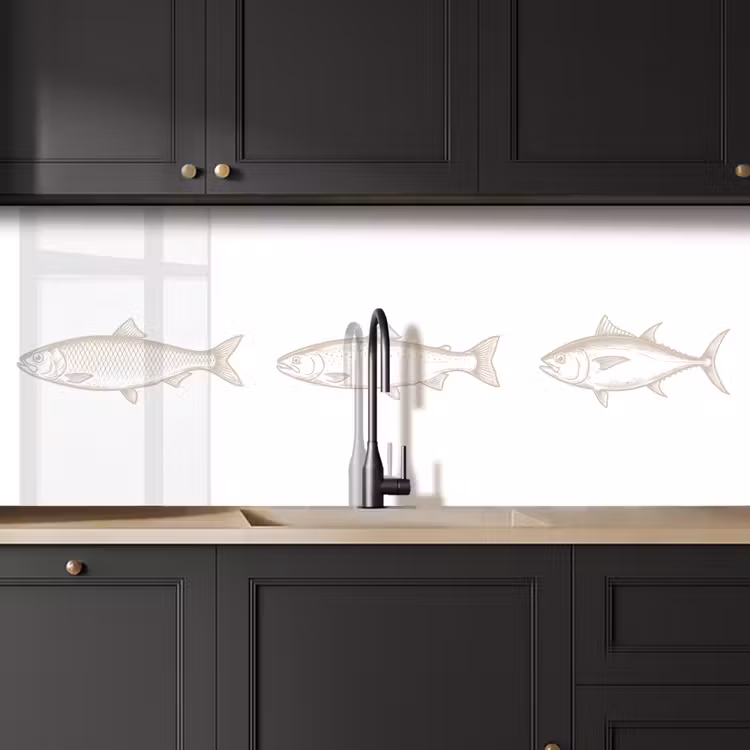 Keuken achterwand - Vissen - Wit - Beige — 6