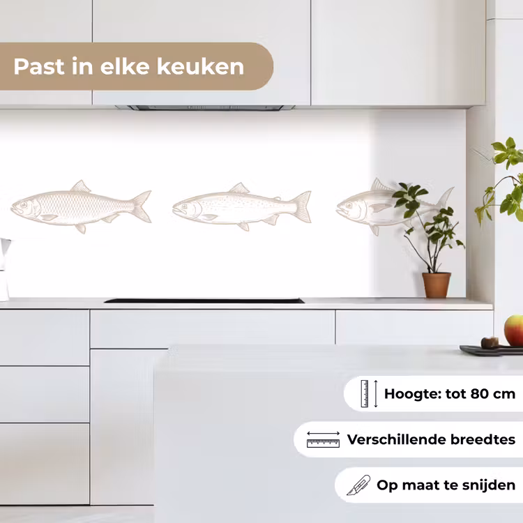 Keuken achterwand - Vissen - Wit - Beige — 7