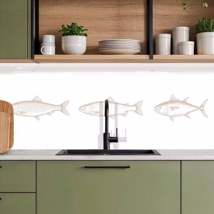 Keuken achterwand - Vissen - Wit - Beige — 8