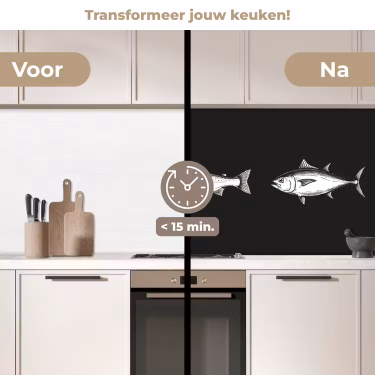 Keuken achterwand - Vissen - Zwart - Wit — 3