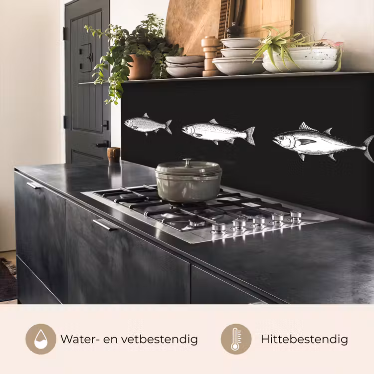 Keuken achterwand - Vissen - Zwart - Wit — 5