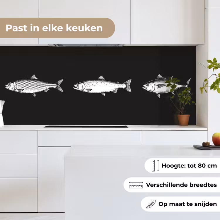 Keuken achterwand - Vissen - Zwart - Wit — 7