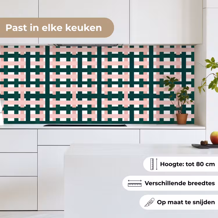 Keuken achterwand - Vlechtpatroon - Groen - Roze - Grafisch — 7