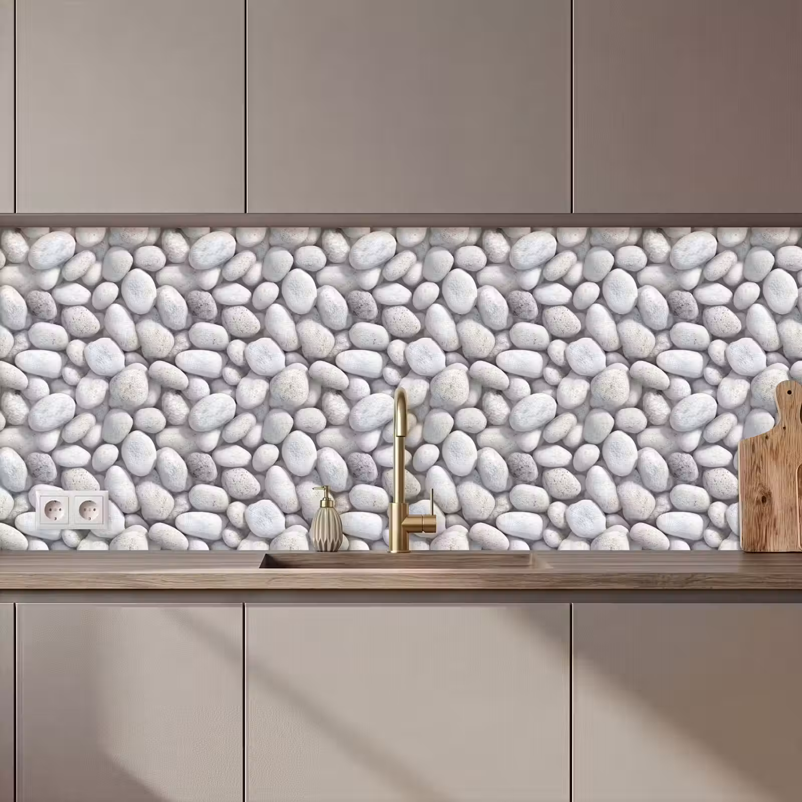 Keuken achterwand - Steentjes - Grijs - Ovaal — 1