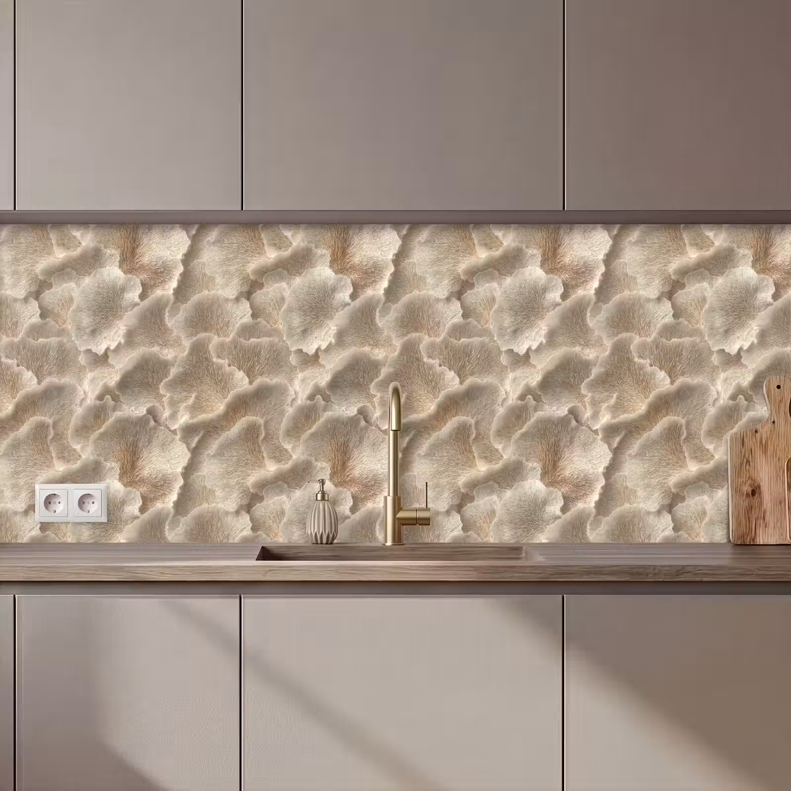 Keuken achterwand - Waaierstructuren - Beige - Vezeltextuur — 1