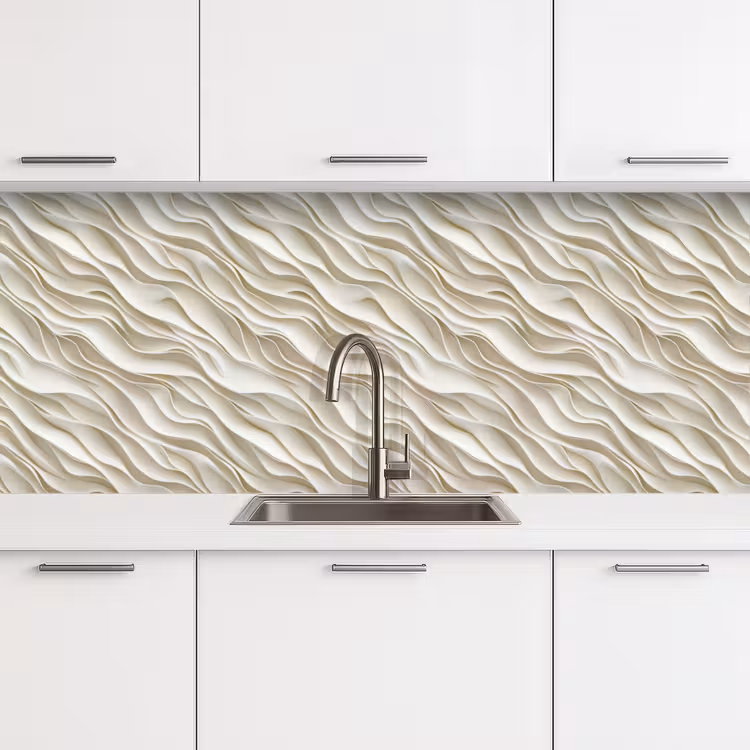 Keuken achterwand - Golven - Wit - Minimalistisch — 4