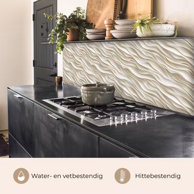 Keuken achterwand - Golven - Wit - Minimalistisch — 5