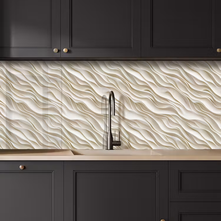 Keuken achterwand - Golven - Wit - Minimalistisch — 6