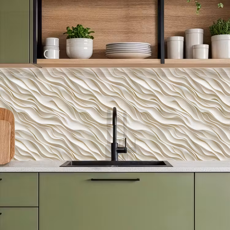 Keuken achterwand - Golven - Wit - Minimalistisch — 8