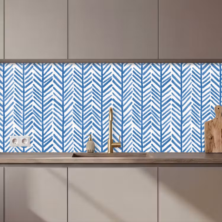 Keuken achterwand - Patroon - Streep - Blauw — 1