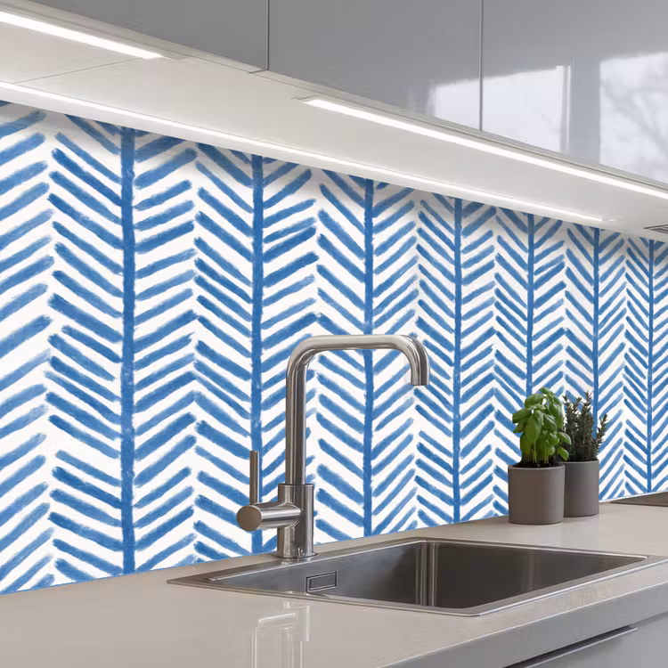 Keuken achterwand - Patroon - Streep - Blauw — 2