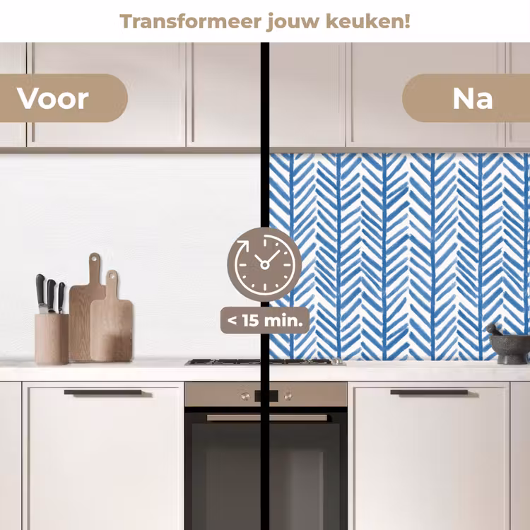 Keuken achterwand - Patroon - Streep - Blauw — 3