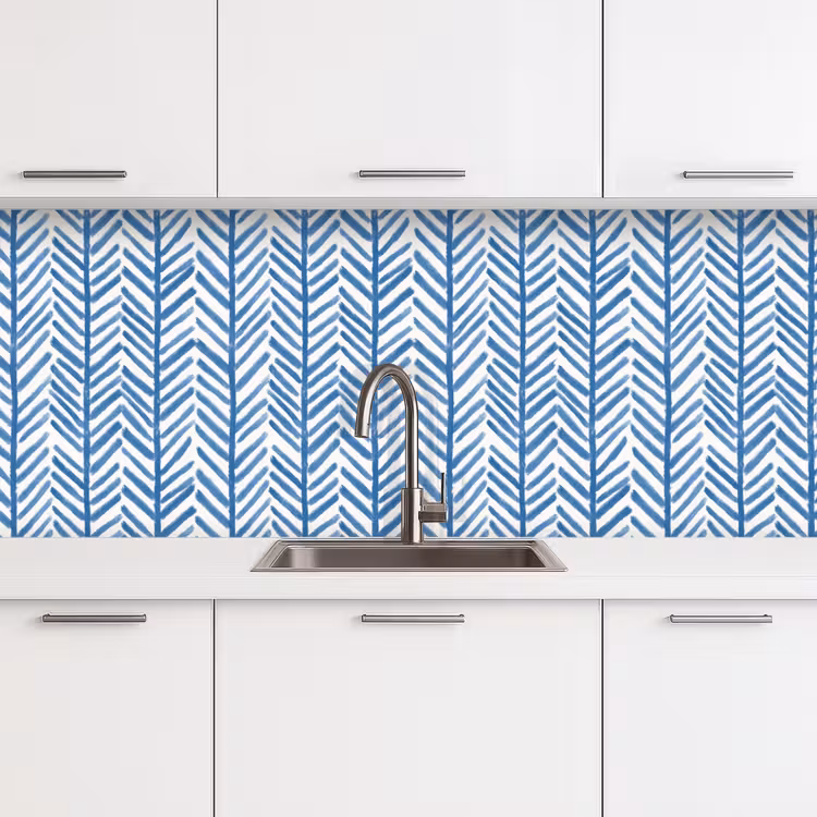 Keuken achterwand - Patroon - Streep - Blauw — 4
