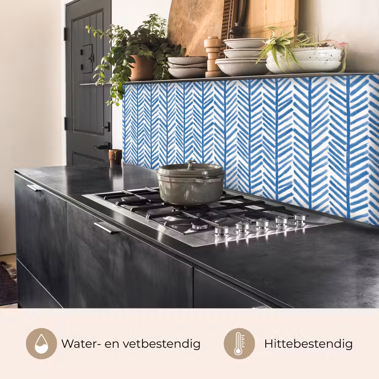 Keuken achterwand - Patroon - Streep - Blauw — 5