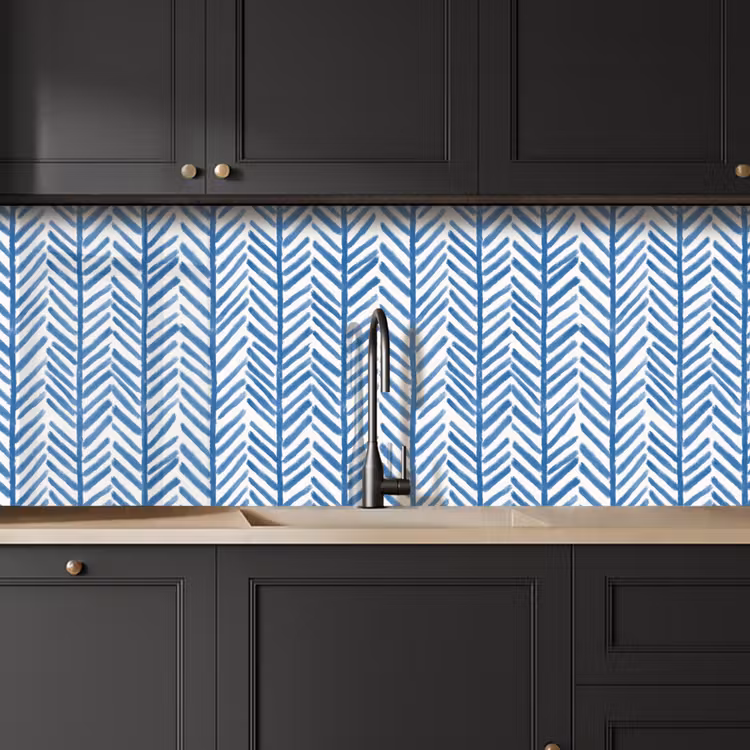 Keuken achterwand - Patroon - Streep - Blauw — 6