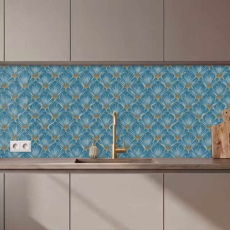 Keuken achterwand - Symmetrisch - Patroon - Blauw — 1