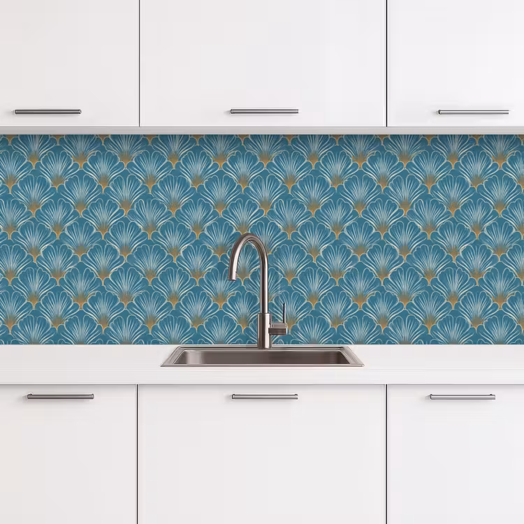 Keuken achterwand - Symmetrisch - Patroon - Blauw — 4