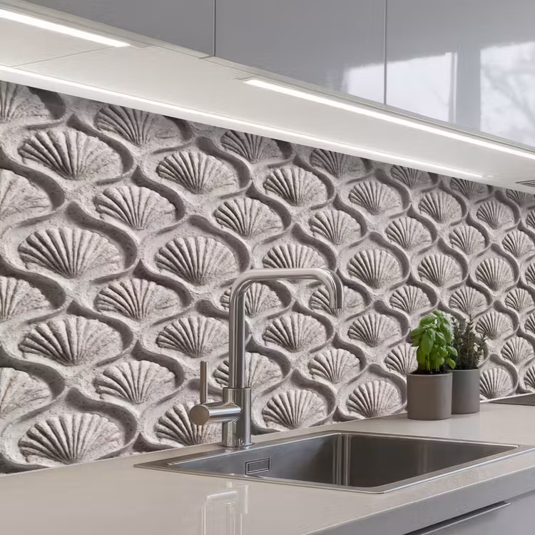 Keuken achterwand - Zand - Schelpenvorm - Grijs — 2