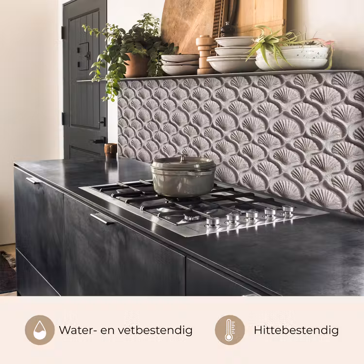 Keuken achterwand - Zand - Schelpenvorm - Grijs — 5
