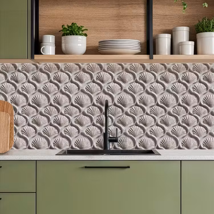 Keuken achterwand - Zand - Schelpenvorm - Grijs — 8