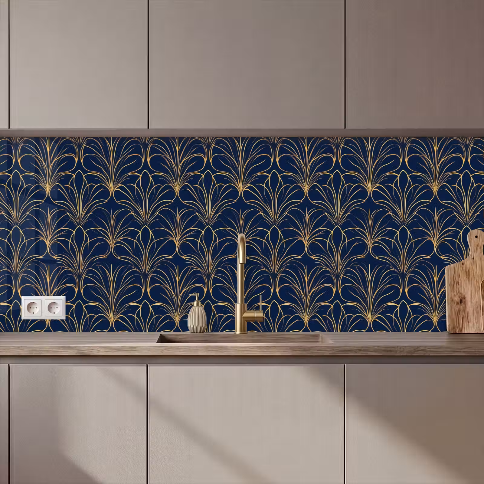 Keuken achterwand - Deco - Waaier - Blauw — 1