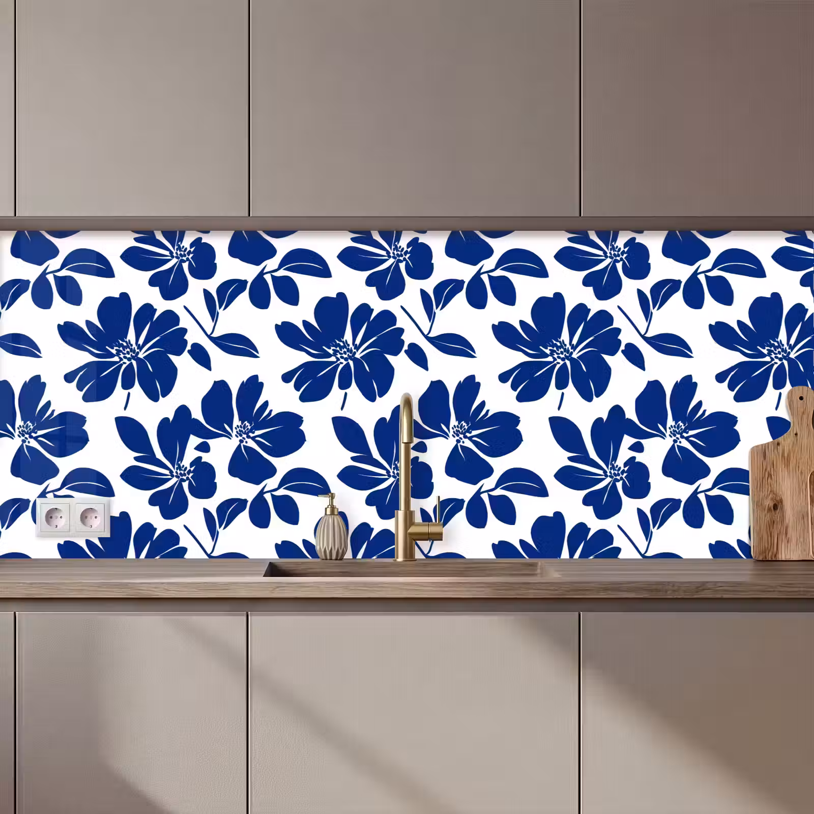 Keuken achterwand - Floraal - Modern - Blauw — 1