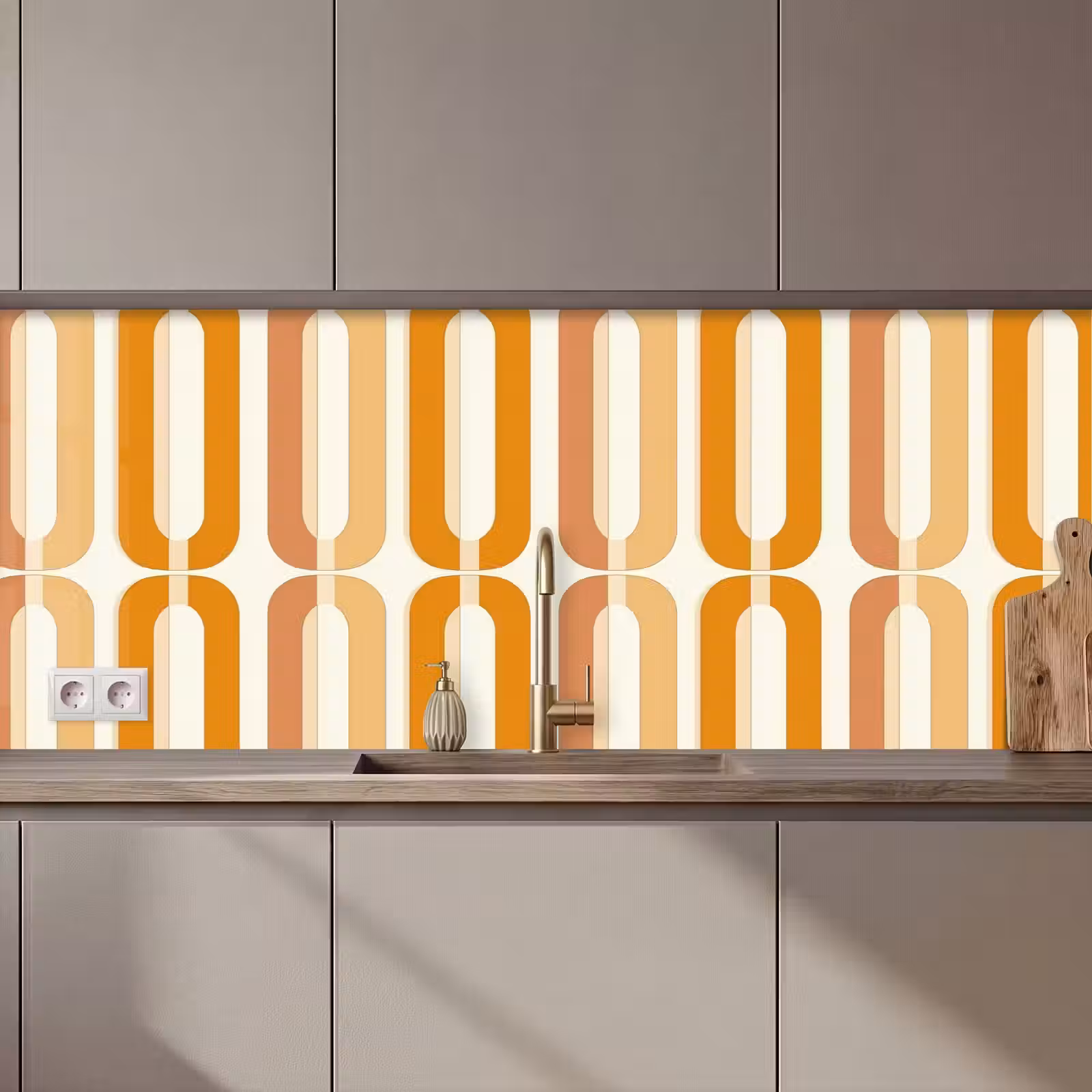 Keuken achterwand - U-vorm - Retro - Oranje — 1