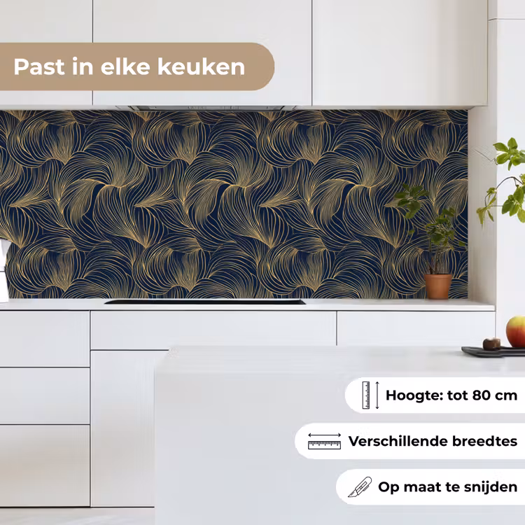 Keuken achterwand - Abstract - Lijnen - Blauw - Goud — 7