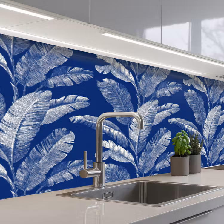 Keuken achterwand - Blad - Palm - Blauw — 2