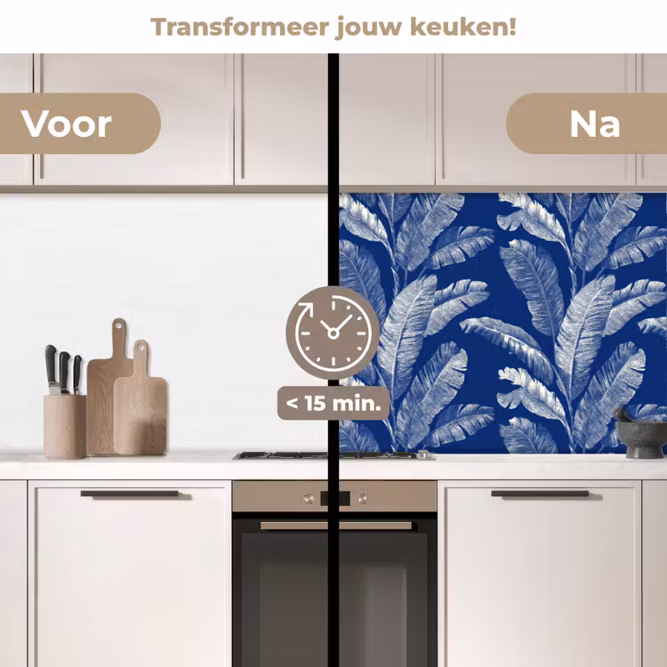 Keuken achterwand - Blad - Palm - Blauw — 3