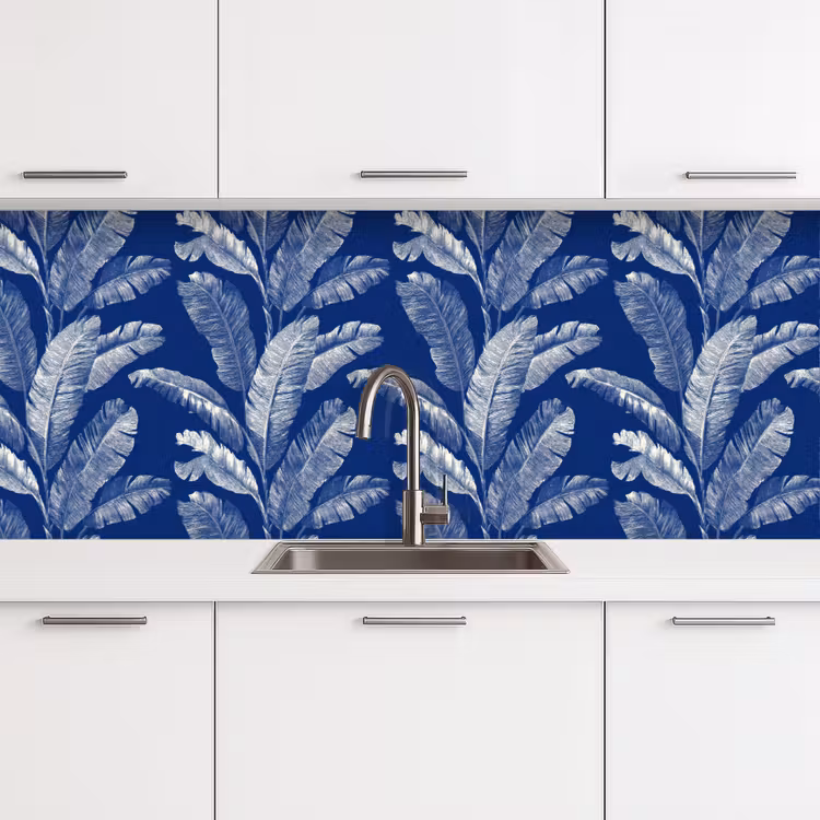 Keuken achterwand - Blad - Palm - Blauw — 4