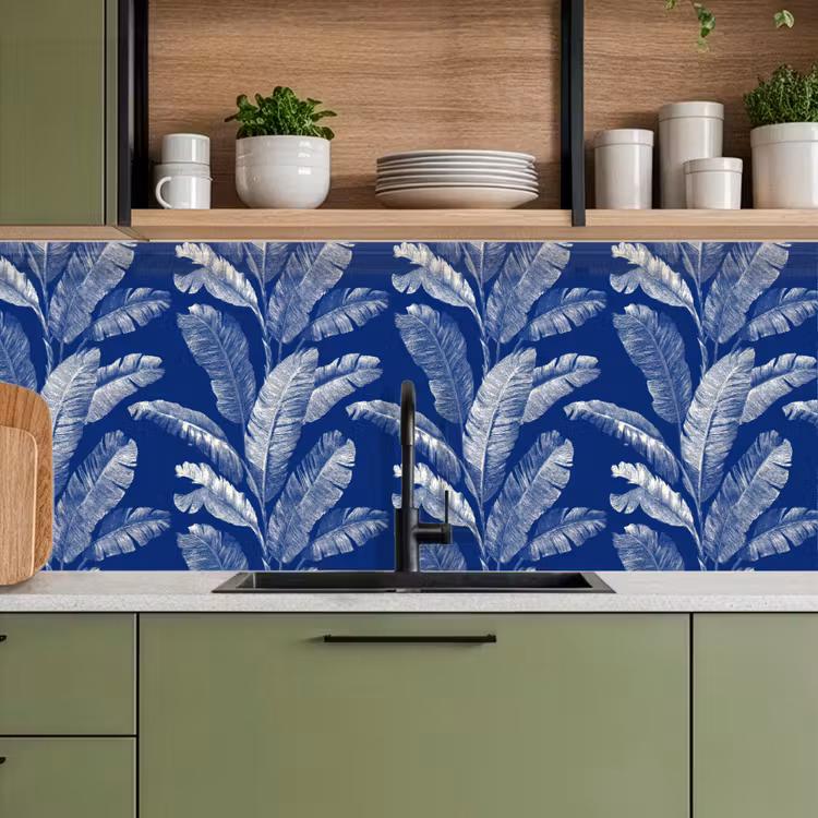 Keuken achterwand - Blad - Palm - Blauw — 8