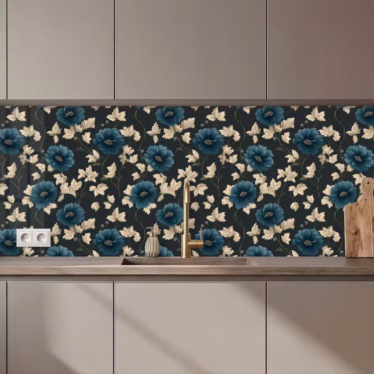 Keuken achterwand - Botanisch - Bloemen - Blauw — 1