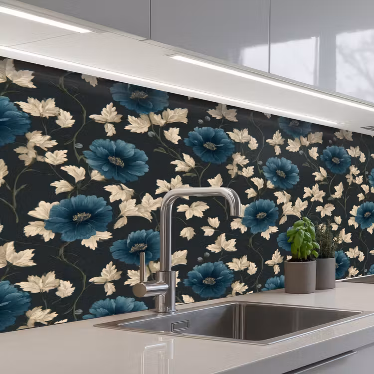 Keuken achterwand - Botanisch - Bloemen - Blauw — 2