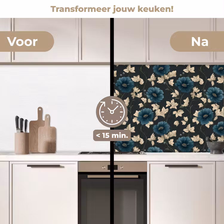 Keuken achterwand - Botanisch - Bloemen - Blauw — 3