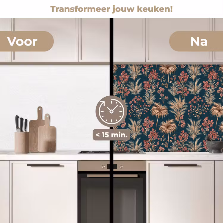 Keuken achterwand - Botanisch - Patroon - Blauw — 3