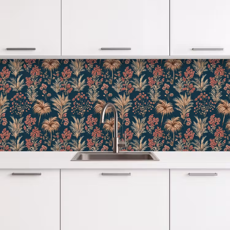 Keuken achterwand - Botanisch - Patroon - Blauw — 4