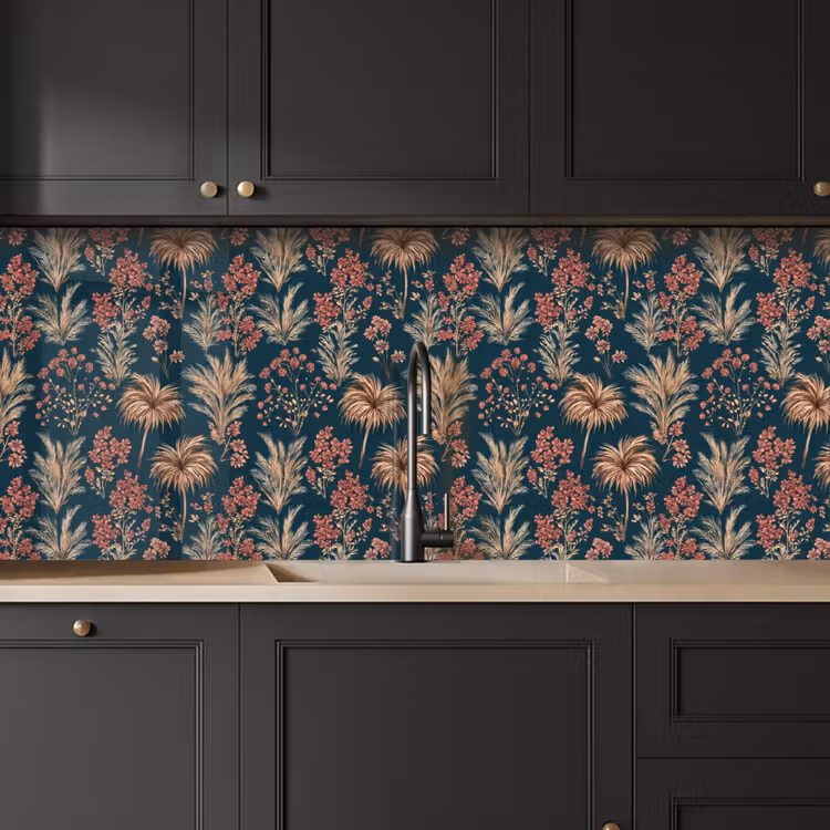 Keuken achterwand - Botanisch - Patroon - Blauw — 6