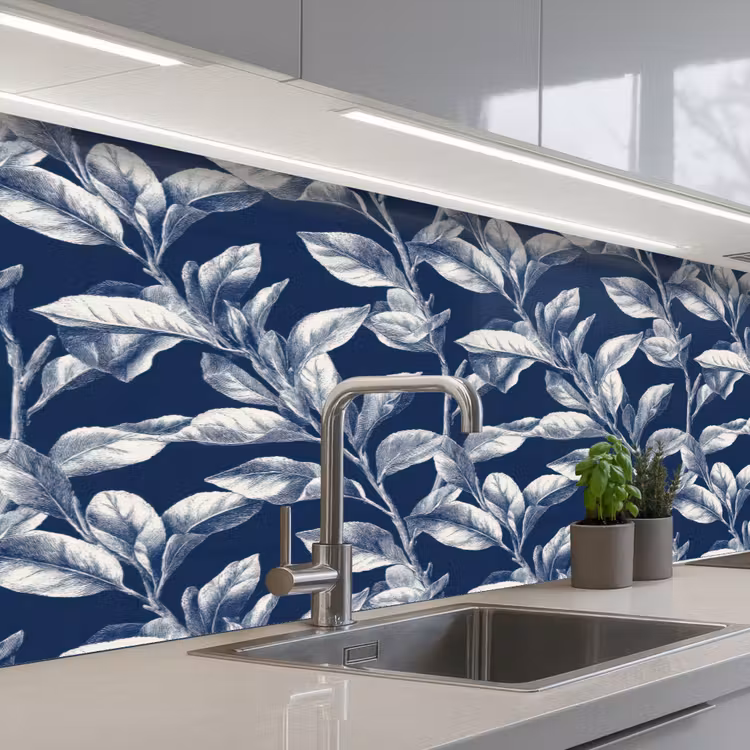 Keuken achterwand - Botanisch - Patroon - Blauw — 2