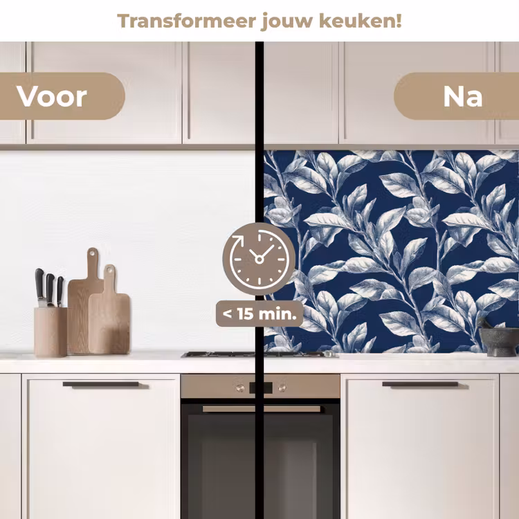 Keuken achterwand - Botanisch - Patroon - Blauw — 3
