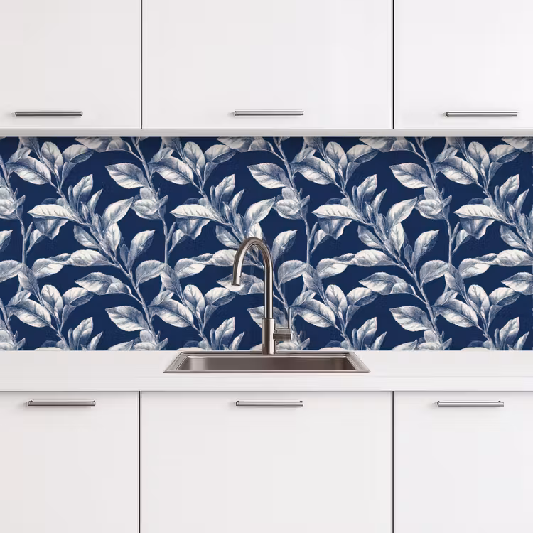 Keuken achterwand - Botanisch - Patroon - Blauw — 4