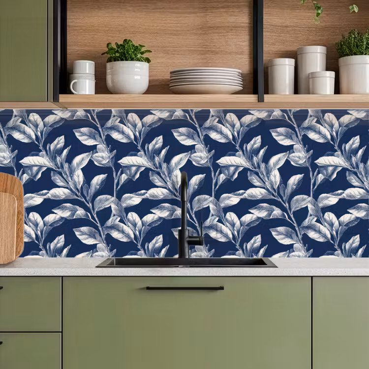 Keuken achterwand - Botanisch - Patroon - Blauw — 8