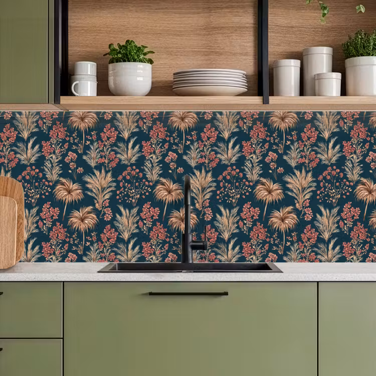 Keuken achterwand - Botanisch - Patroon - Blauw — 8